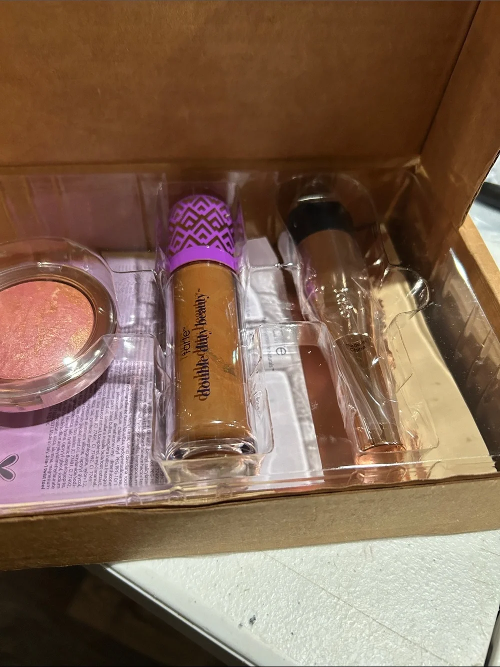 tarte Pink Blush, Double Duty Foundation & Rose Gold Brush Set 57 N Rich
